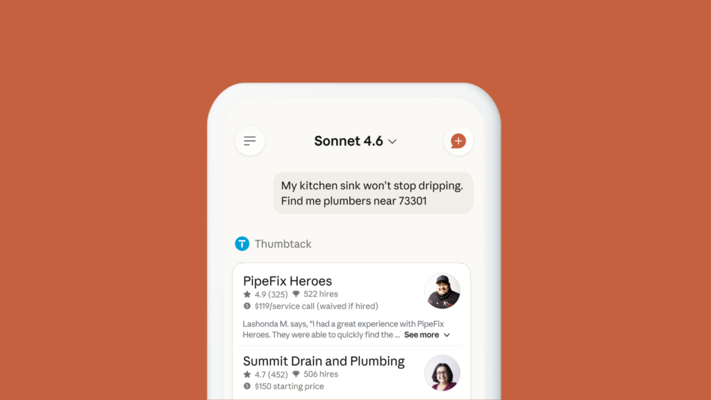 Thumbtack, Claude launch contractor hiring integration