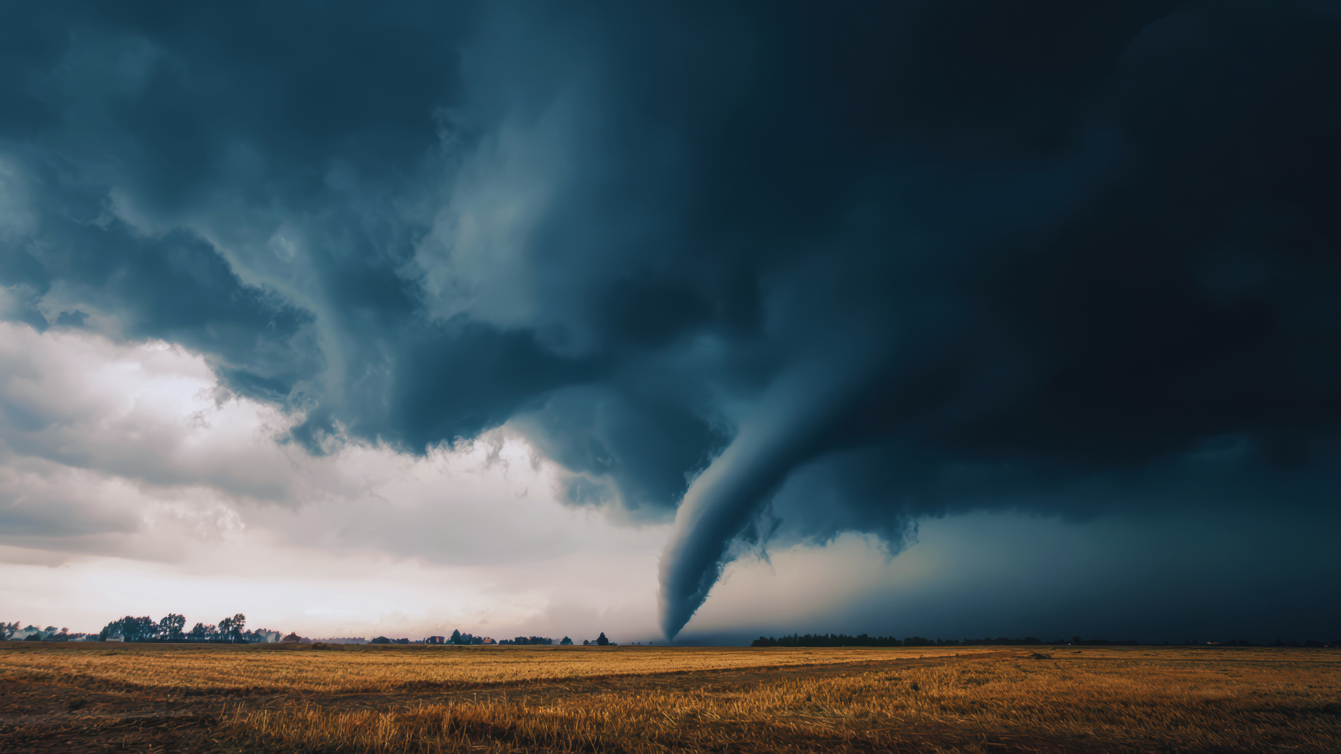 Tornado in a stormy sky