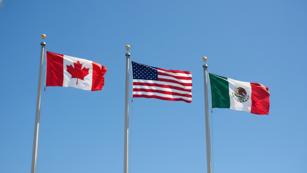 US, Mexico, Canada flags