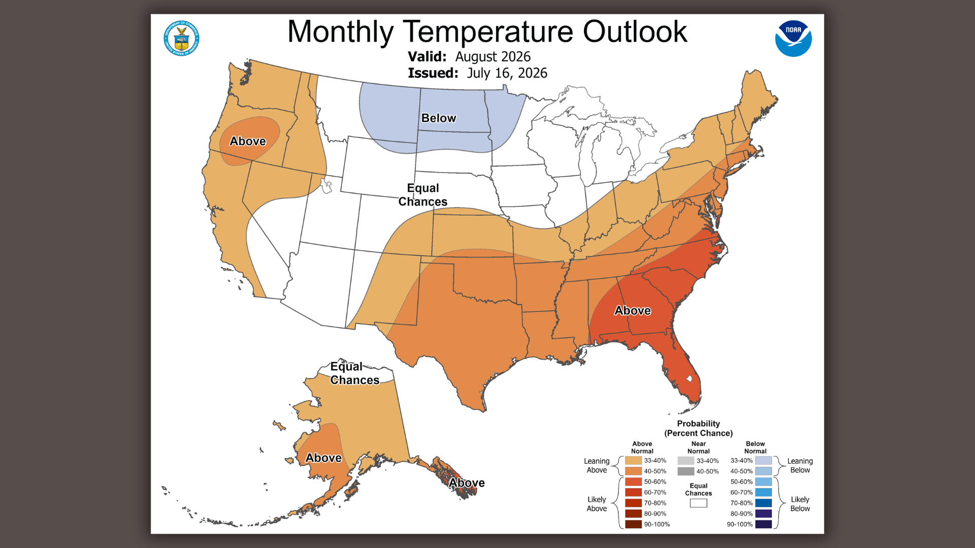 US temperature map